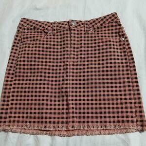 Forever 21 medium Mini Skirt Salmon/Black Check Cotton/Spandex Blend Easy Care
